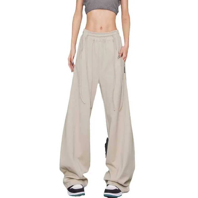 Y2K Clothing Street Fashion Workwear Straight Trousers High Waist Slimming Loose Khaki length Warm for Women Casual Pants