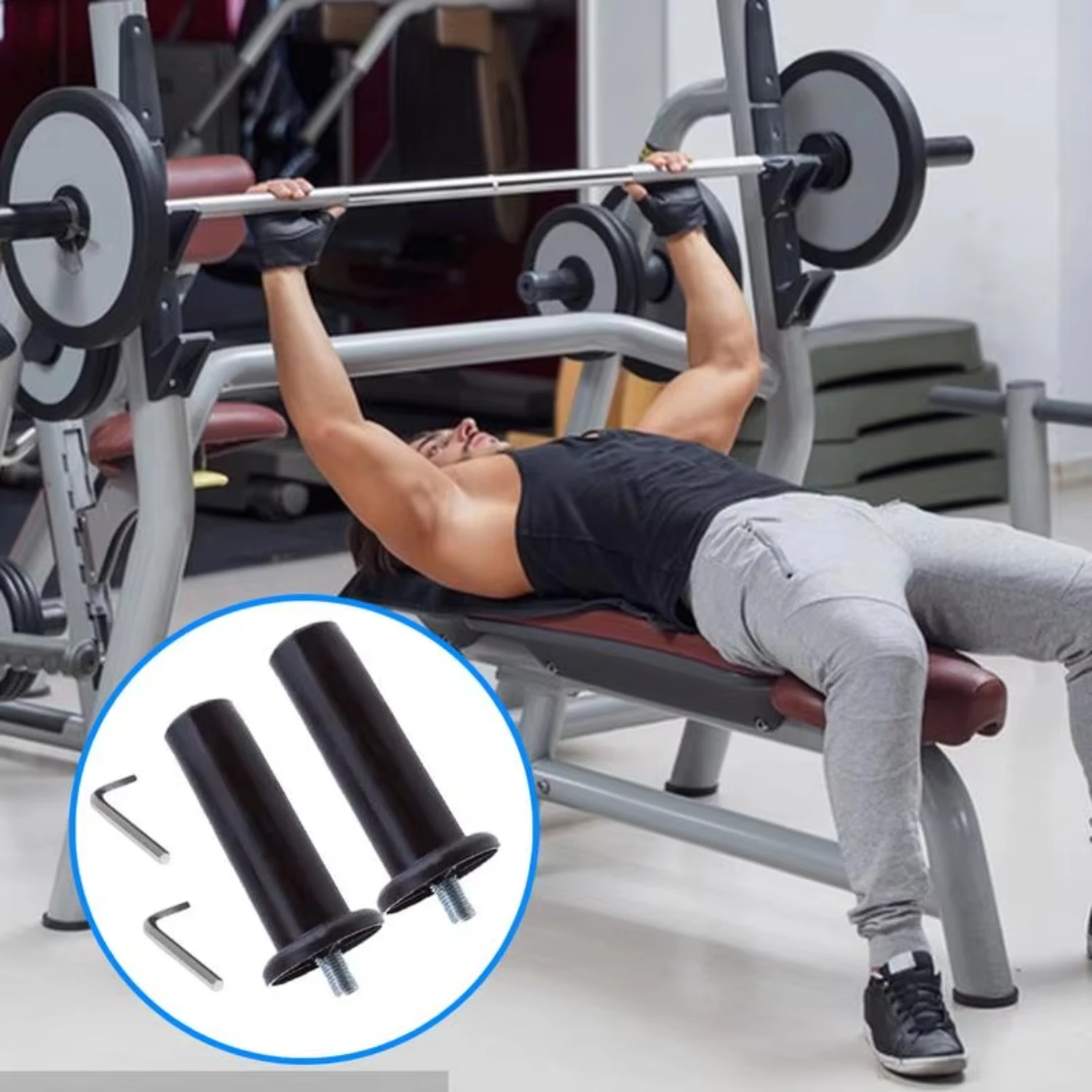 Barbell Sleeve 2pcs Dumbbell Adapter Weightlifting Converts 1 Weight Plate Posts To 2 Weight Plate Posts Grip