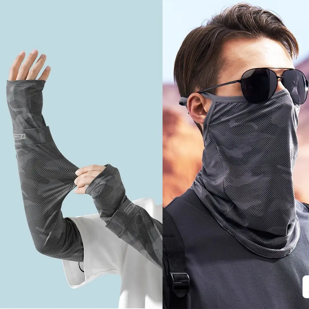 1 Set UV-Schutzmaske aus Eisseide, atmungsaktive Herren-Sport-Armabdeckung zum Angeln, Fahren, Radfahren, Ärmel und Maske – Detail 6