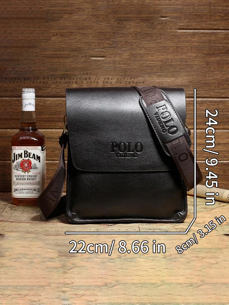 PU Leather Letter Pattern Shoulder Bag Large Capacity Wear-resistant And Scratchproof Shoulder Crossbody Bag For Men