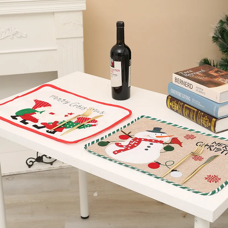 Chrimas Table cloth Placemats High quality Linen mat event dinner DIY decoration for home famil party Washable Kitchen Supplies