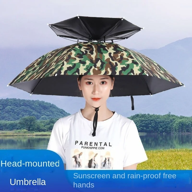 

Outdoor Head-mounted umbrella Tea Gathering environmental sanitation sun protection hat Free hands Portable Fishing umbrellas