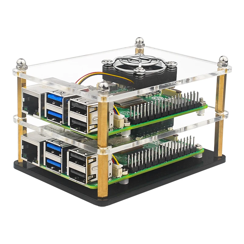 Raspberry Pi 5 Acrylic Case 1-5 Layer Transparent Enclosure PWN Cooling Fan Stac