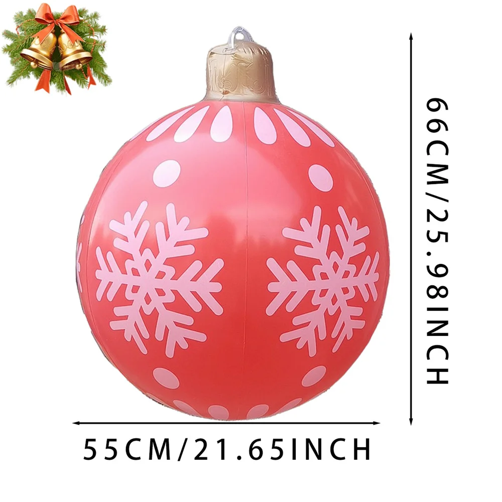 thumbnail image 1 of Bolas inflables de PVC para decoración navideña al aire libre, 66 x 55 cm, bolas grandes para decorar árboles de Navidad, bolas de juguete para decorar el hogar, 1 of 5