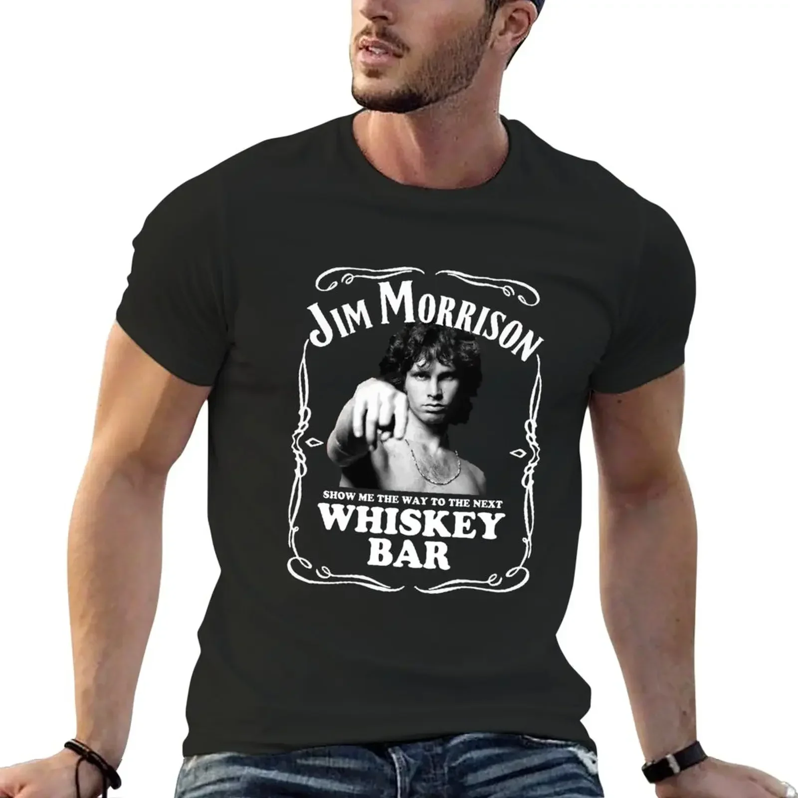 Jim Morrison Show Me The Way To Next Whisky Bar Doors Logo Womens Casual Slim Fit Basic T-Shirt Moda Manica Lunga