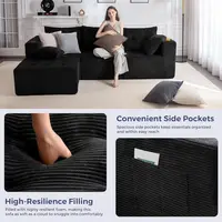 Modular Sectional Sofa Couch, L Shaped Modern Cloud Couch with 1 Ottoman, Sofa in A Box, Tufted 4-Seat Boneless Sleeper Chair fo 6