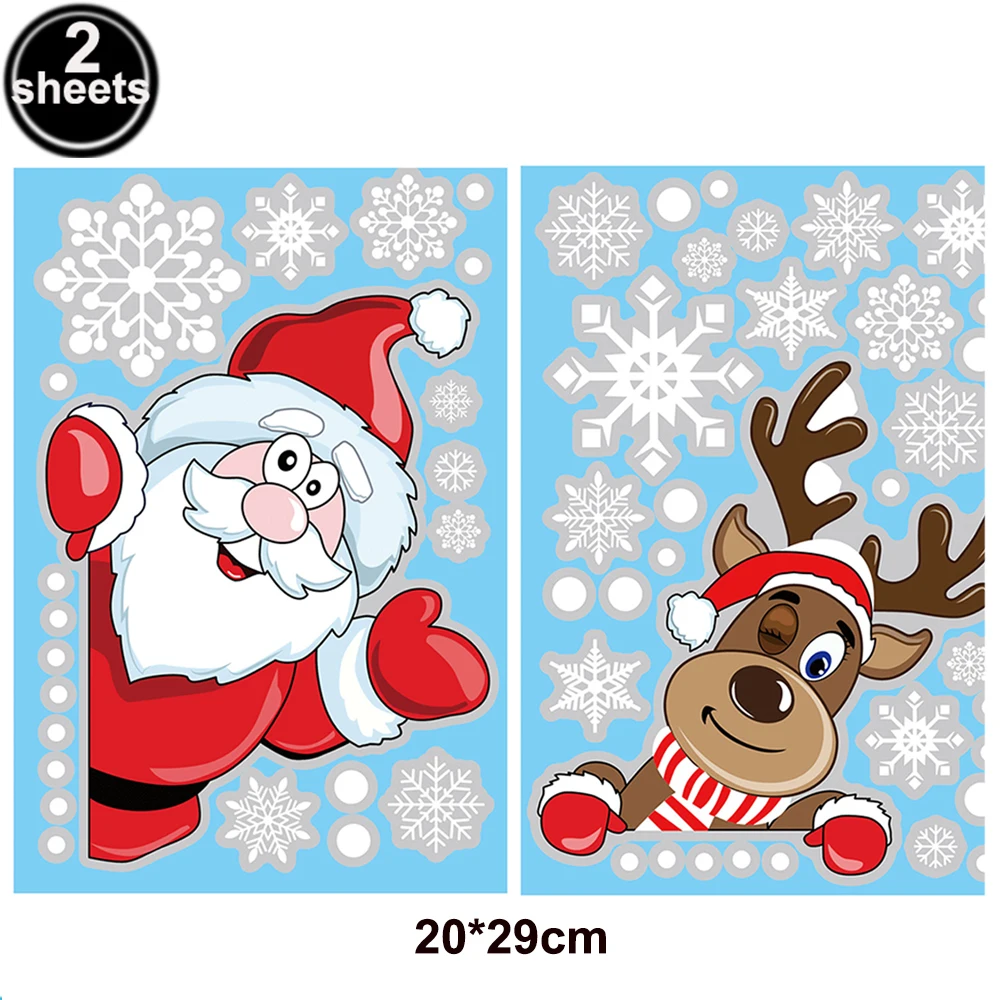 thumbnail image 1 of Adornos navideños Adhesivos navideños para ventanas de vidrio de doble cara reutilizables Adhesivos para ventanas de vacaciones de invierno Calcomanías Decoración del hogar para niños, 1 of 5