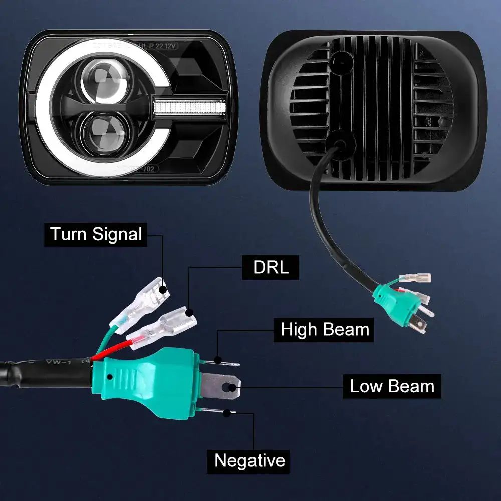 Led Headlight 5x7 Inch Drl Turn Signal Hi-Lo Beam Led Headlamp for Toyota Pickup