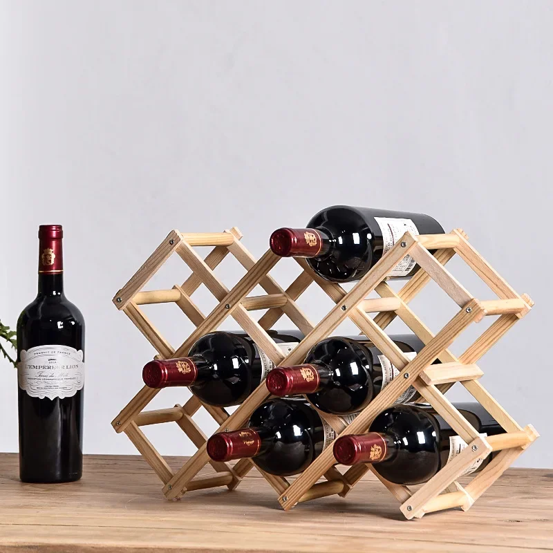 Scaffali impilabili per vino 3, 5, 6, 10 bottiglie scaffali per vino in legno utensili da Bar per la casa armadietti per vino strumenti da Bar - immagine 2