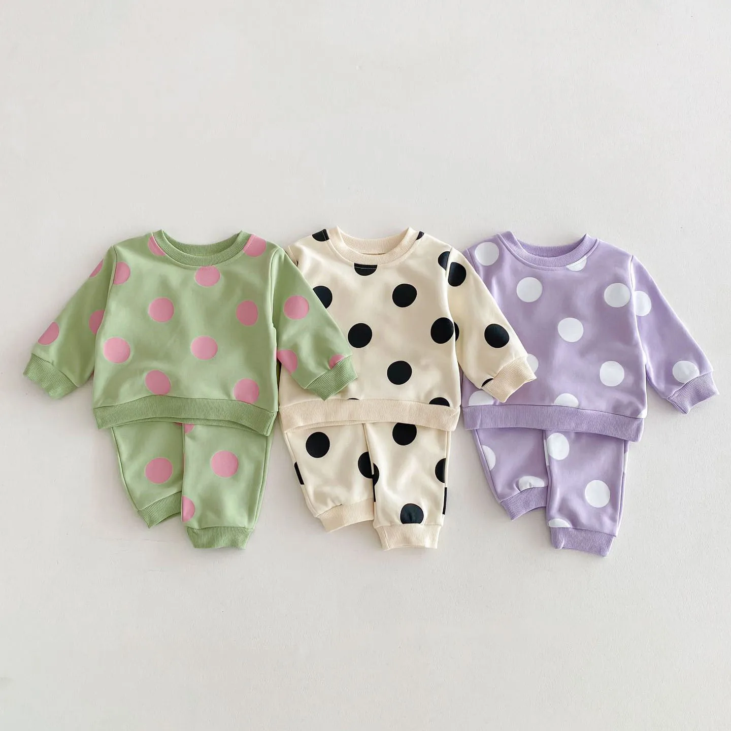 Baby Polk Dot Blouse And Pants Track Suit