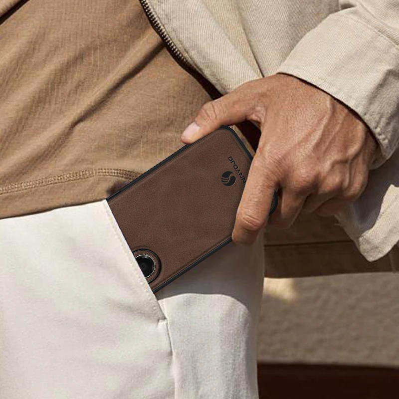 Leather Shockproof Phone Case with Built-in Car Magnet