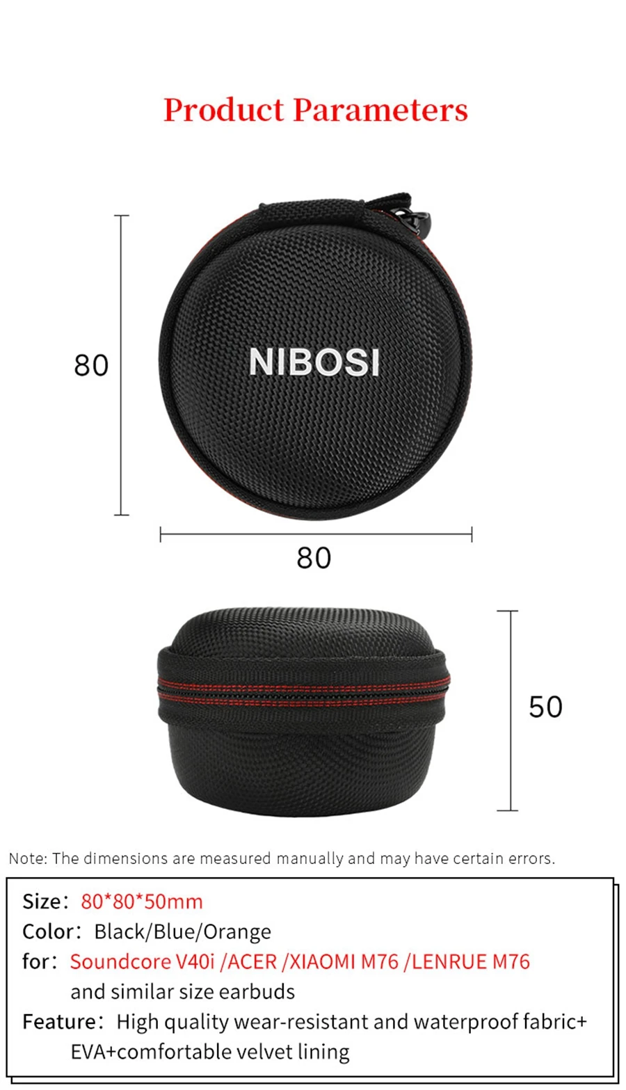 Hard EVA Storage Bag for Soundcore V40i Earbuds Box for ACER/XIAOMI M76/LENRUE M76 TWS Ture Wireless Earbuds Travel Carry Case