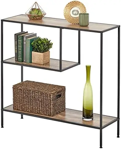 

Wood Console Table with Shelf - Sturdy Metal Frame - Furniture Unit for Living Room, Bedroom, Hallway, Entryway - Adjustable Fee
