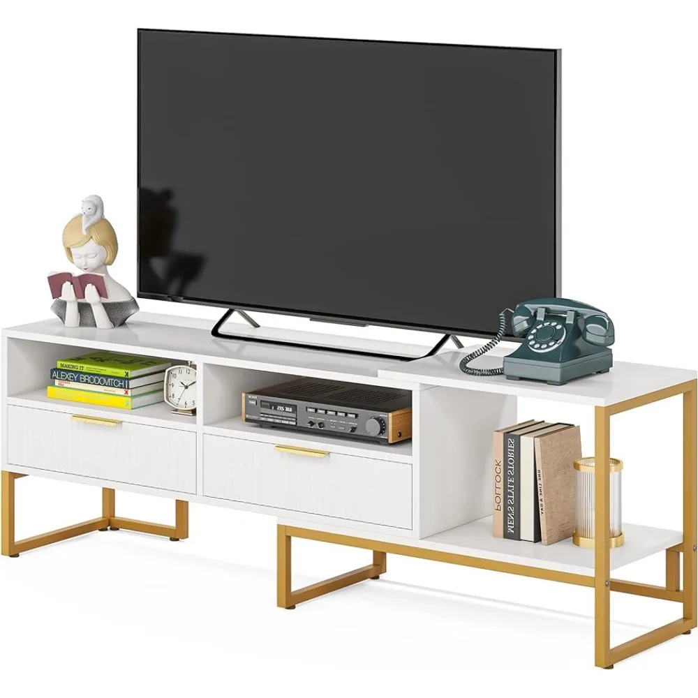 

LITTLE TREE 63 Inches TV Stand with 2 Drawers,Media TV Console Table for TVs up to 65 Inches