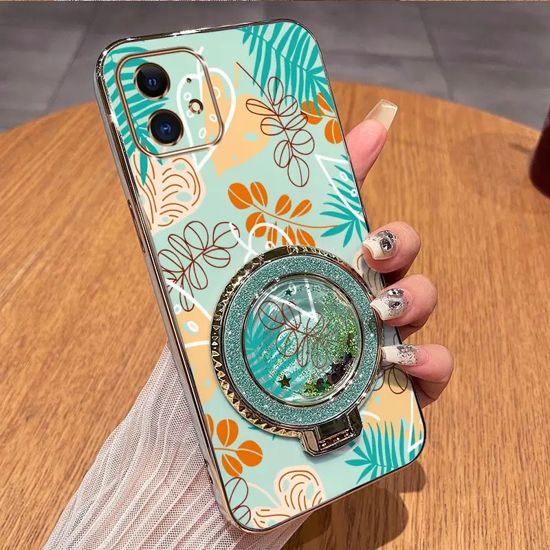 Elegant Leaf Design Plating Phone Case Cover