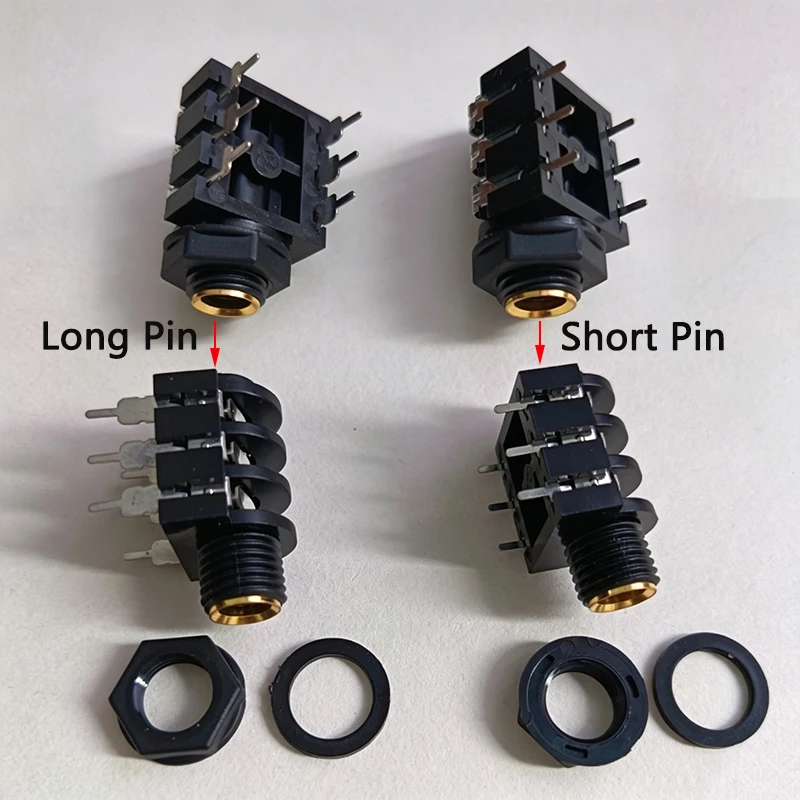1/4인치(6.35mm) TRS 스테레오 잭 소켓, 짧은/긴 핀 6핀 PCB 마운트 암 커넥터 (기타 앰프 믹서 DJ 오디오 장비용)