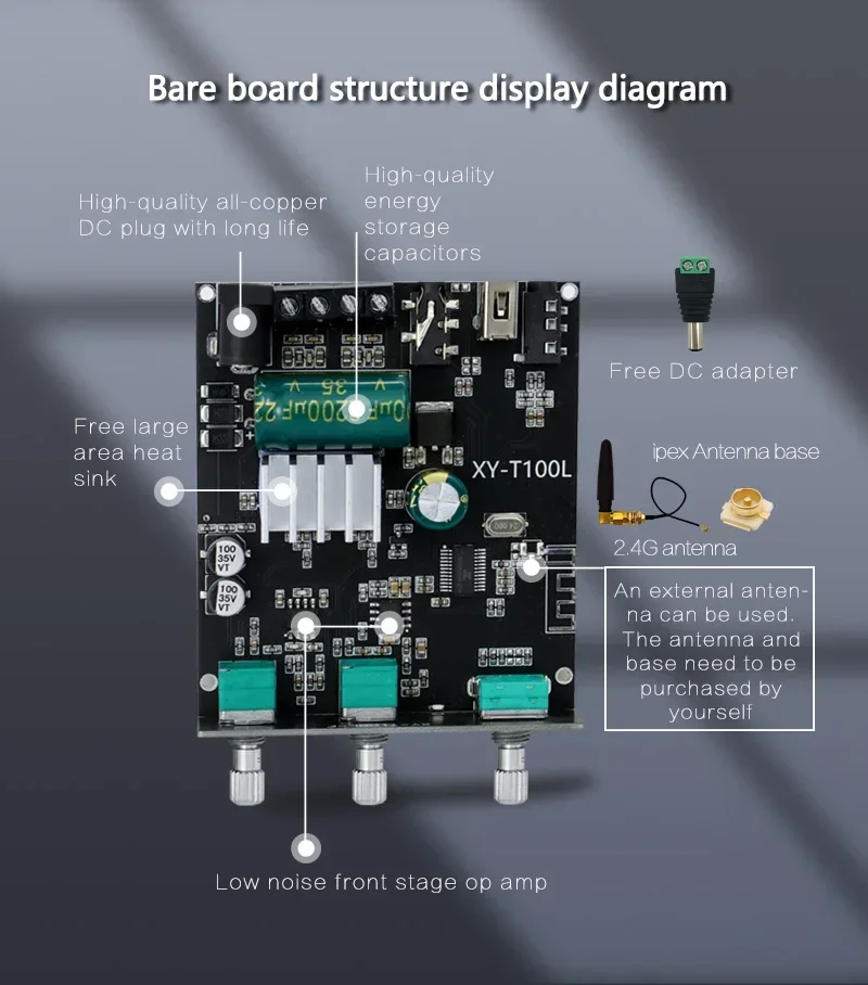 

1 шт., детская Плата усилителя сабвуфера, Bluetooth 100, 2*5,0 Вт