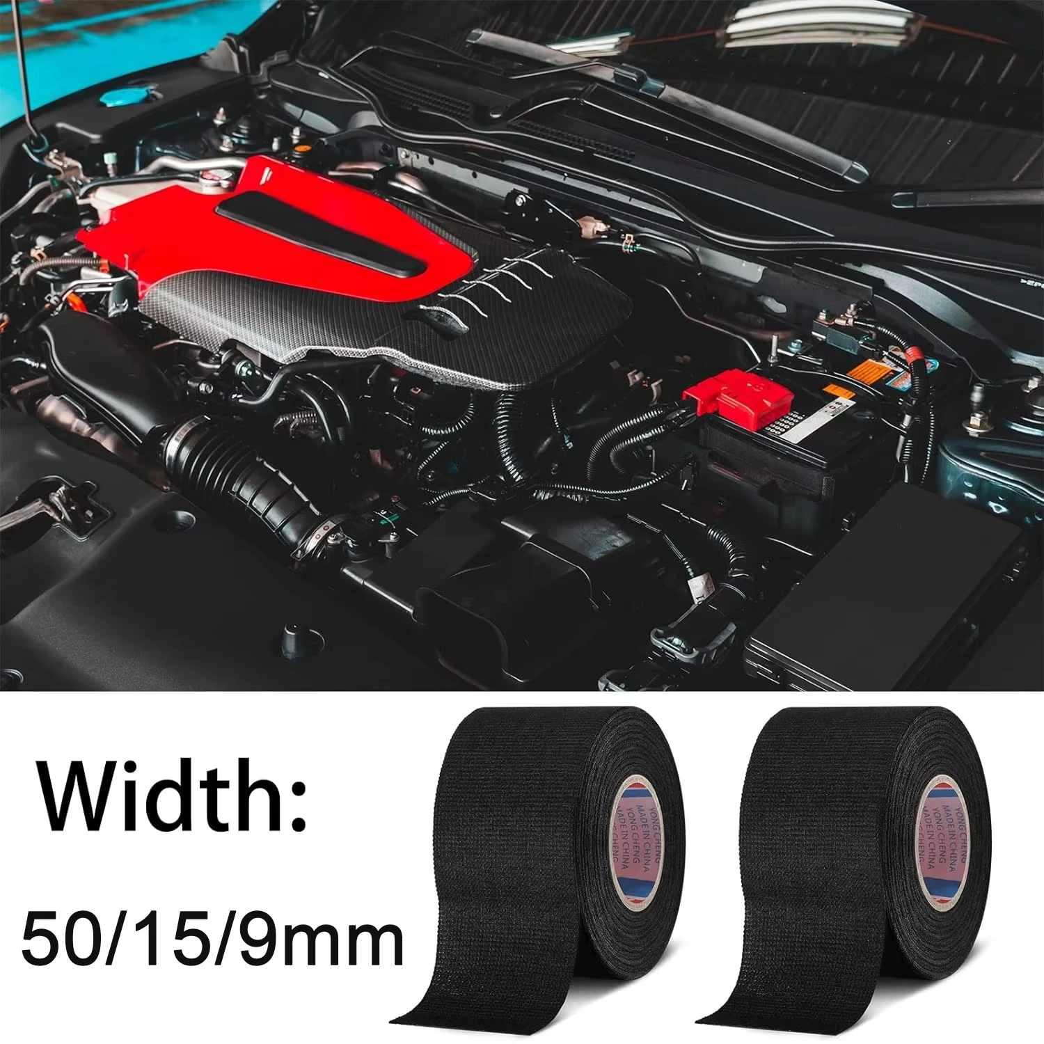 Automotive Wiring Harness Tape Electrical Heat-resistant Insulation Tape Automotive Electrical Line Fixing 50/15/9 Width 1-16PCS Electrical Tape Automotive Protective Tape