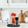 Black Wooden Salt and Pepper Mill Tray Acacia Wood Tray Peper Mill Holder Mills & Shakers Salt & Pepper Grinder Rest for 2 Mills 4