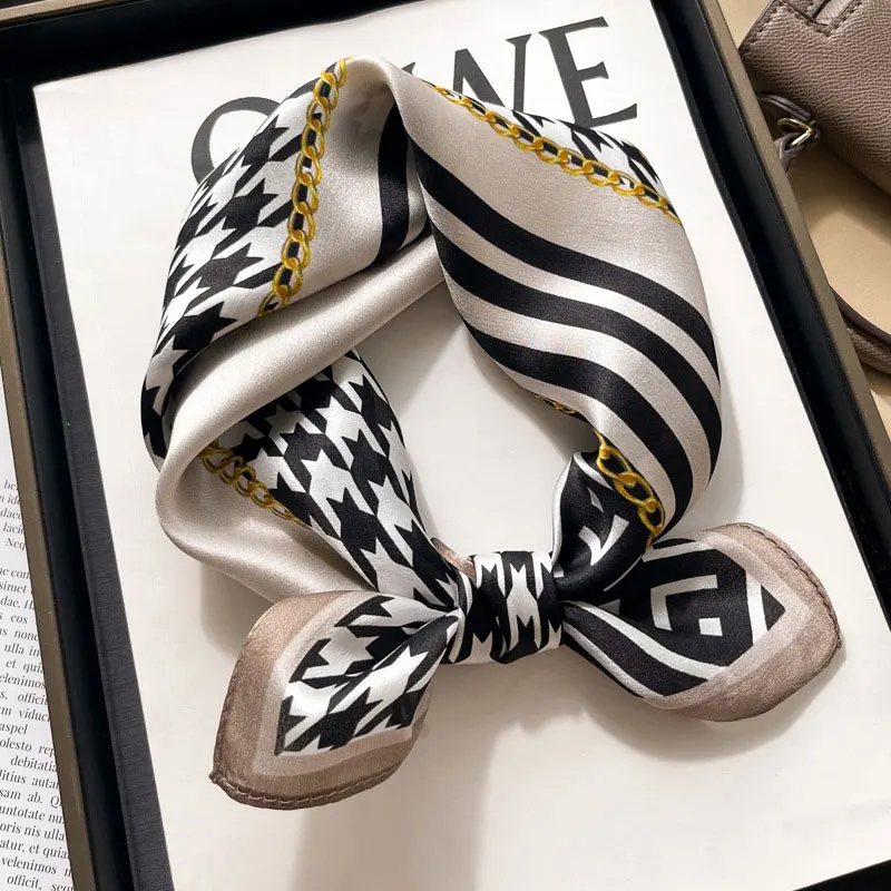 100% Pure Silk Floral Square Scarf Women Neck Hair Bandana