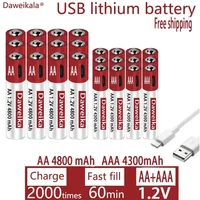 AA + AAA USB charging 1.2V AA 4800mAh rechargeable lithium battery remote control mouse toy battery 6
