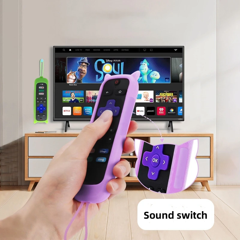 Glow In The Dark Silicone Universal Remote Control Cover Remote Case With Lanyard Compatible With TCL Hisense Roku TV Co silicone remote case silicone remote cover silicone remote sleeve remote controller cover silicone case protector