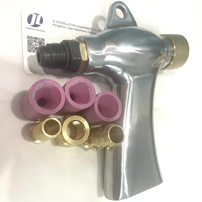 Sand Blaster Gun Hose Sizes Sand Blaster Cabinet Kit , Sand Blaster Nozzle Head With 3 Ceramic Tips Support Multiple Media Fast On Sandblast Gun