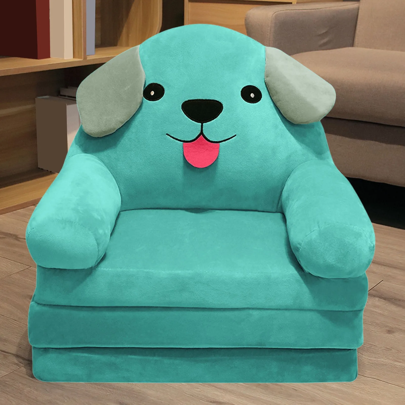 

Plush Foldable Kids Sofa Backrest Armchair 2 In 1 Foldable Children Sofa Cute Cartoon Lazy Sofa Butt Cushion DIY Without Filling