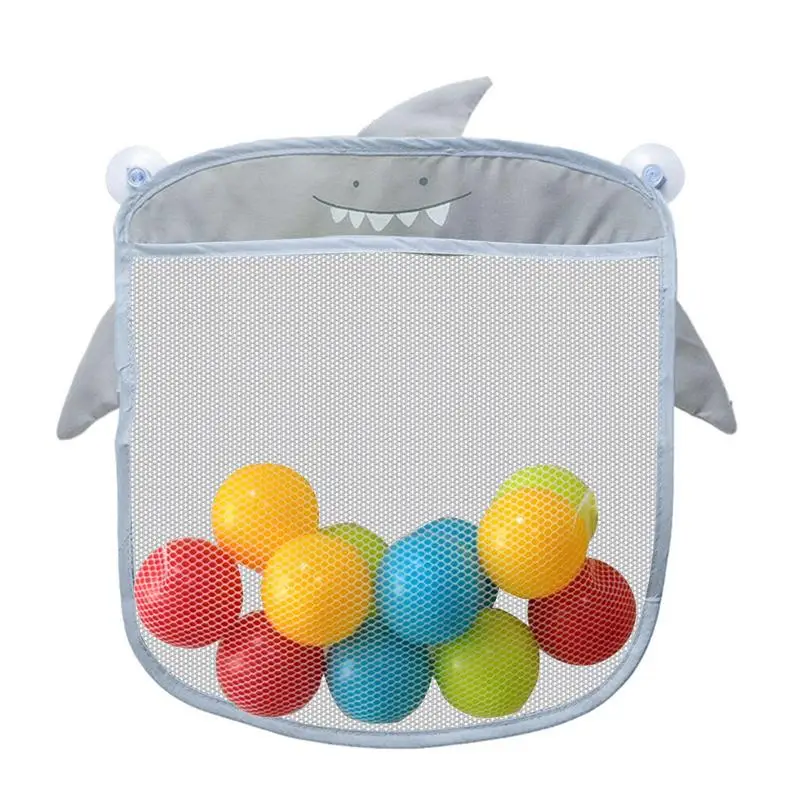 

Mesh Bath Bag Baby Bath Essentials Bathtub Toy Holder Shark Shape Shower Toy Organizer With Strong Suction Cup Large-Capacity