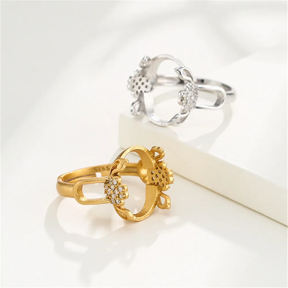 Ring Setting for 12x15mm Oval Cabochons Gold Plated 925 Sterling Silver Adjustable Ring Blank RB028S
