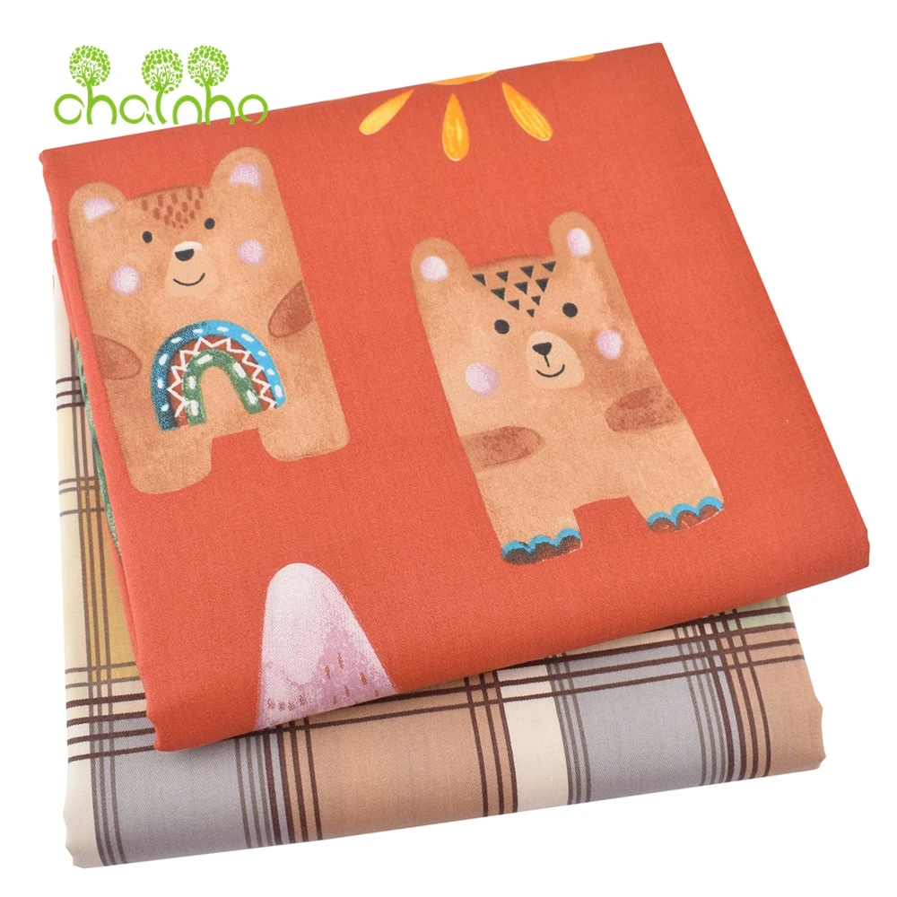 Chainho,Printed Twill Weave Cotton Fabric,DIY Sewing Quilting Material，Patchwork Cloth,6 Designs Cartoon Series,2 Sizes,15C305