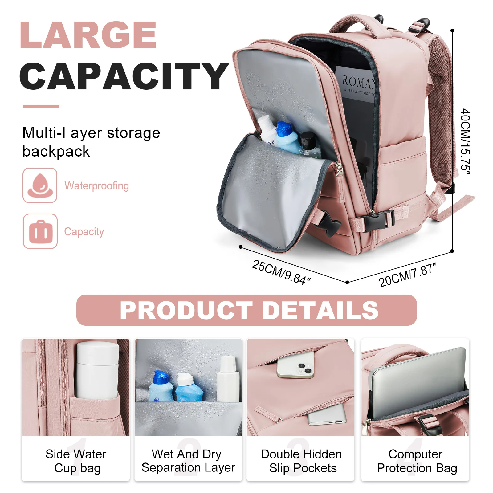 Backpack Travel Cabin Aircraft 40x20x25 Women's Backpack ,Waterproof Travel Backpack Laptop Backpack Female bags ,Male Backpacks
