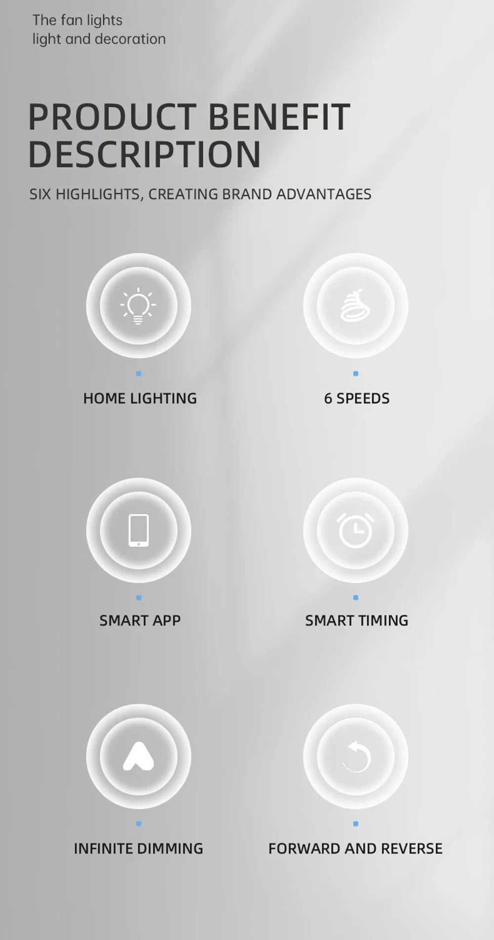 Description Picture 4 of itemHot Diamond Acrylic Ceiling Fan Lamp APP Remote Intelligent Timing 6-Speed Wind Speed Adjustment Removable LED Decorative Light
