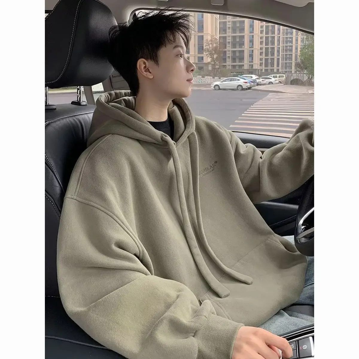 Heavyweight Hooded Sweaters for Men and Women American Trendy Brand Loose Solid Color Simple and Versatile Coat Top Clothes Y2k