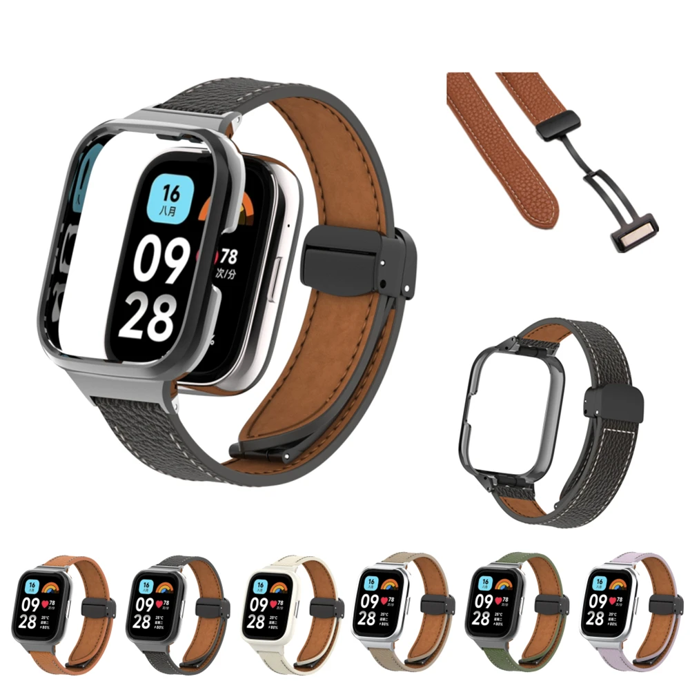 

Кожаный ремешок для Xiaomi Redmi Watch 3 Active, браслет с магнитной застежкой для Redmi Watch 3 Lite, кожаный ремешок для наручных часов
