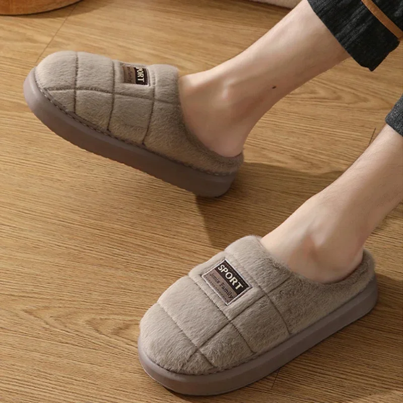 Soft Slippers Men Shoes Fashion Mens Slippers EVA Cotton Slippers Home Warm Couples Shoes Soft Non Slip Flat Fur Winter Platform Women Slipper