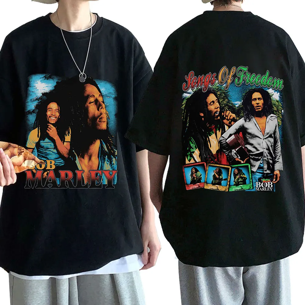 

Rapper Bob Marley Graphic Print T-shirt Men's 2023 NEW Fashion Hip Hop Vintage T-shirts Cotton Casual Gothic T Shirt Streetwear