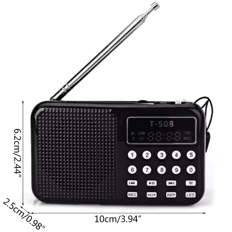 Mini Portable Radio Handheld FM Radio Supports USB TF MP3 Music Player Outdoor Indoor Speaker Rechargeable with Cable Dropship images - 6