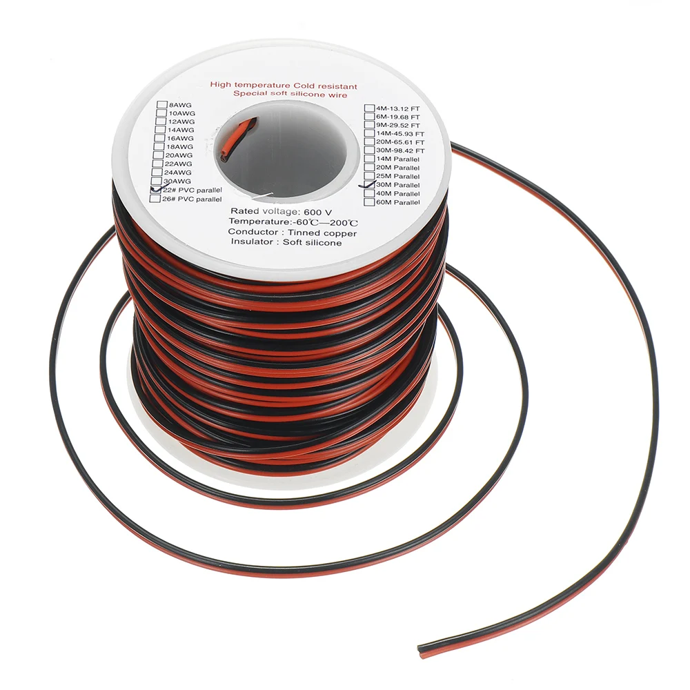 

30 м 22AWG ПВХ линия, высокотемпературный медный провод из луженой меди для аккумулятора RC