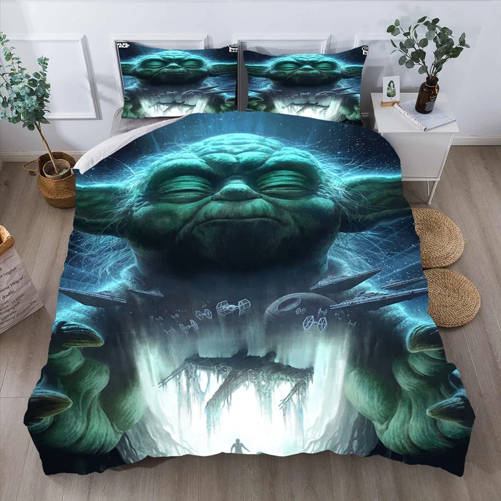 3DCartoonStarwarsYodaPrintedBabyBeddingSetHomeTextileforBoys
