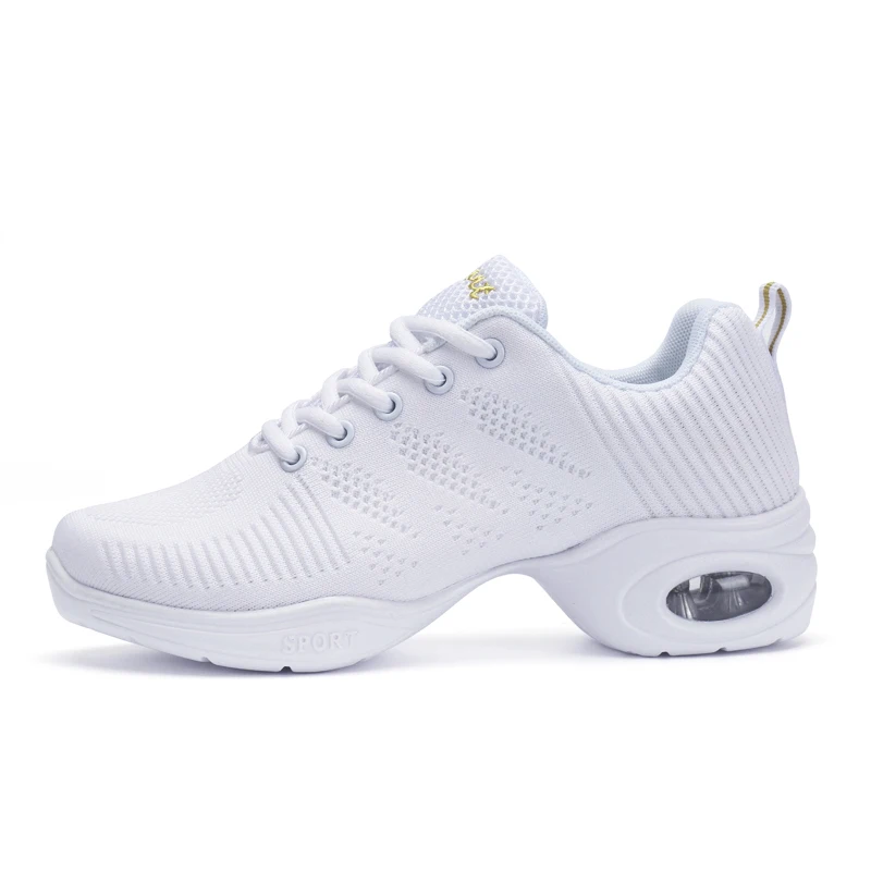 2022 Modern Jazz Dance Sneakers Women Breathable Mesh Lace Up Dancing Practice Shoes Cushioning Lightweight Fitness Trainers 4