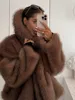 Oversized Brown Fluffy Faux Fur Coats For Women Winter Autumn Loose Lapel Cardigan Jacket 2024 New High Street Warm Outwear 3