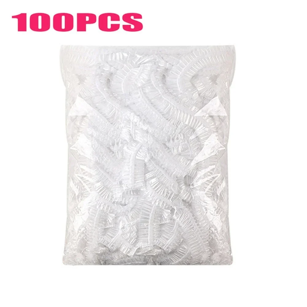 100 Pcs / Bag Hotel and guesthouse disposable shower cap batch white transparent waterproof and dustproof hair cap 4