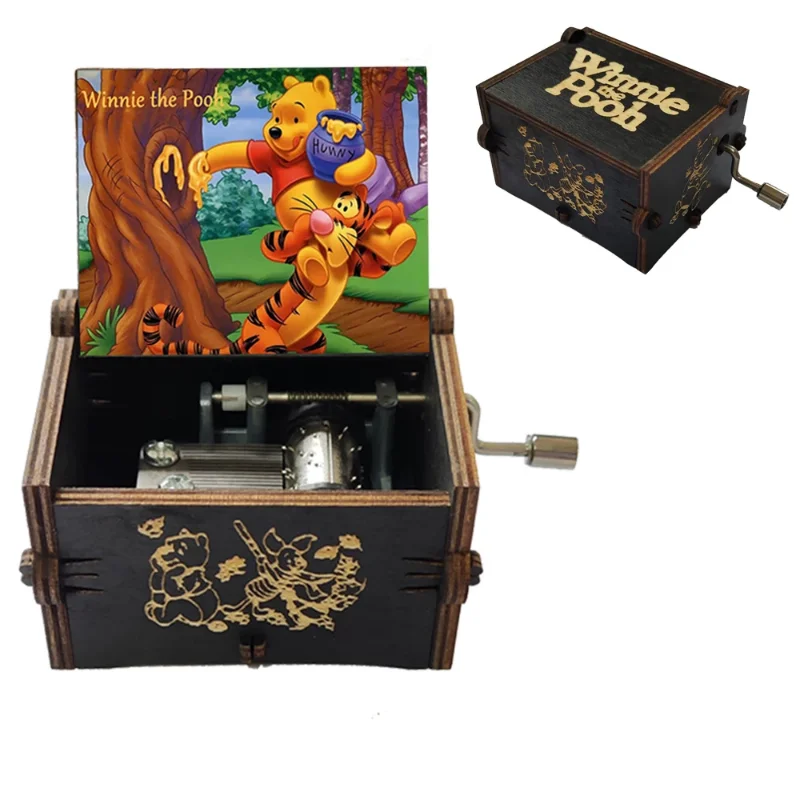 Wooden Music Box Frozen Beauty and Beast Hand Cranked Home Decoration Carved Musical Box Valentines Day Birthday Gif 4