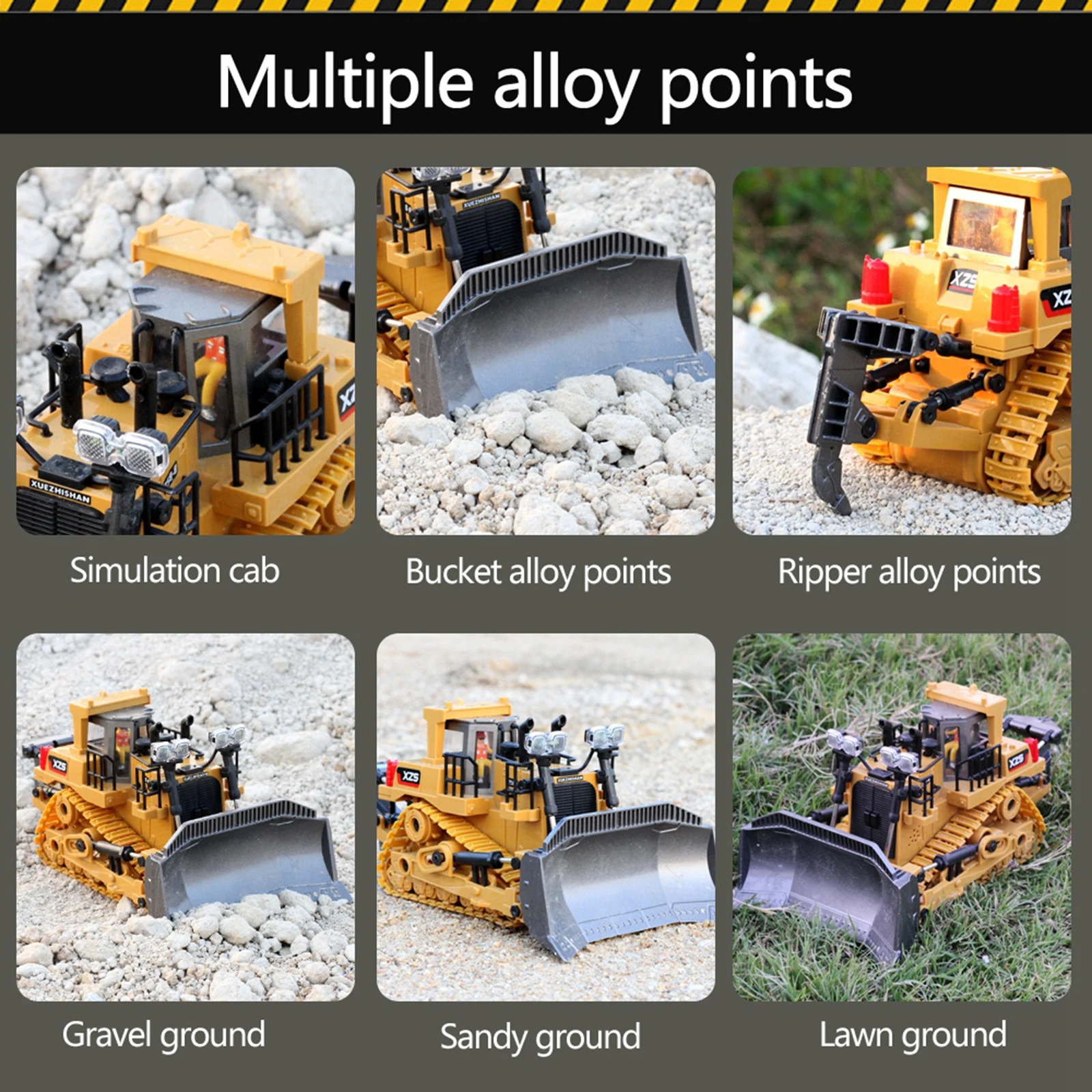 2.4Ghz RC Bulldozer 1/24 with Light & Sound Construction Diecast Engineering Car Dump Excavator Plastic/Alloy for Child‘s Gifts 6