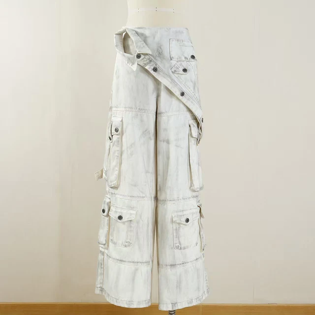 Aged Multi-Pocket Cargo Jeans - 2025 Functional Streetwear Utility Pants