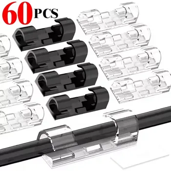 สายคลิปOrganizer DROPผู้ถือสายไฟการจัดการSelf-Adhesive CABLE Manager FIXED CLAMPลวดWinderสําหรับรถบ้านสํานักงาน 1