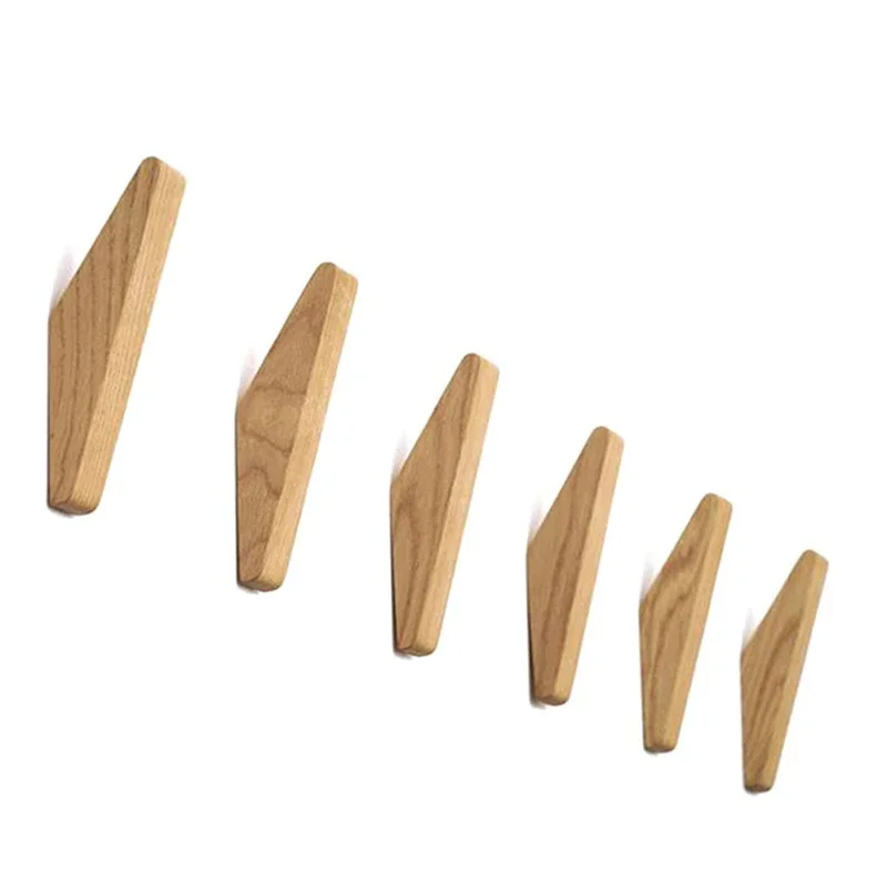 Description Picture 6 of itemOak Wood Wall Mounted Triangle Multi-Purpose Clothes Hanger Coat Rack Key Holder Decorative Hook Hat Shelf Scarf Handbag Storage