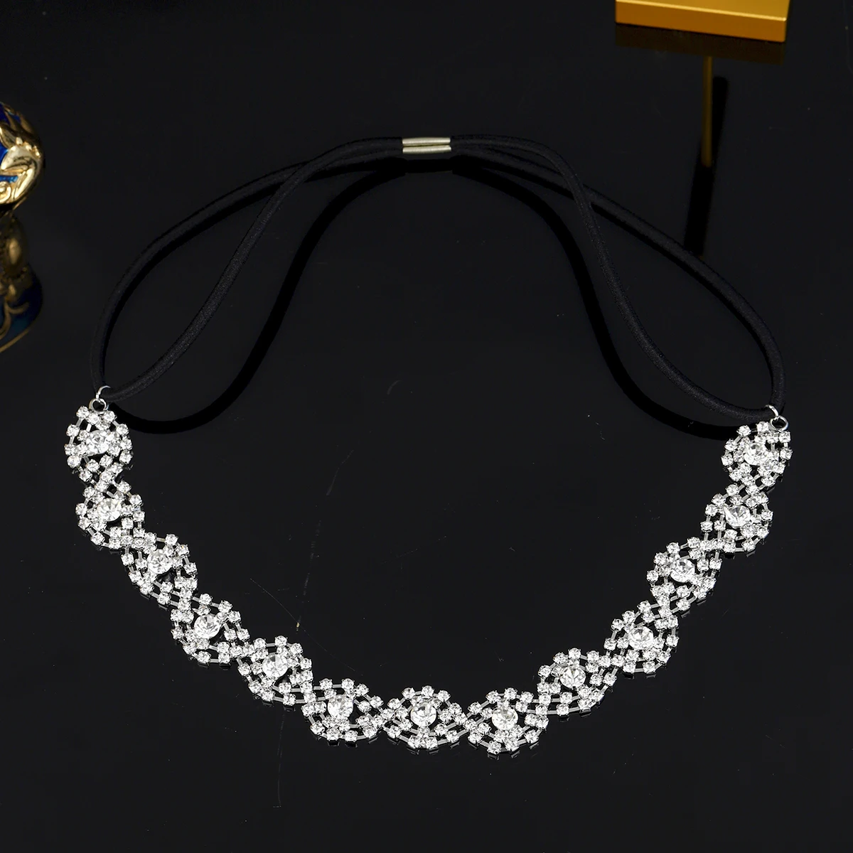 hair accessories bridal hair accessories bridal jewelry set Fashion Jewelry Sliver Rhinestone Hair Accessories For Women Bridal Wedding Crystal Stretch Hair Bands Accessories
