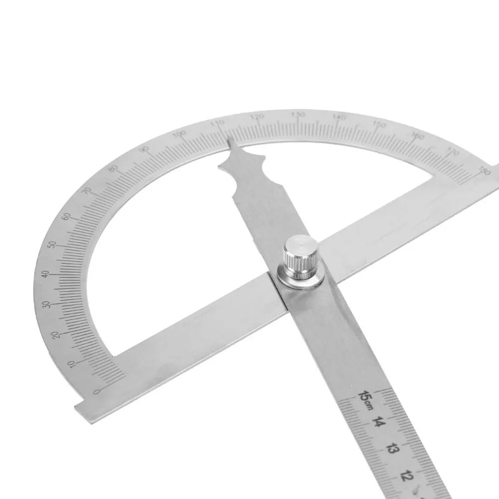 스테인레스 스틸 스테인레스 스틸 각도기 0-180도 회전식 각도계 각도 측정기 15cm 실버 회전식 각도기